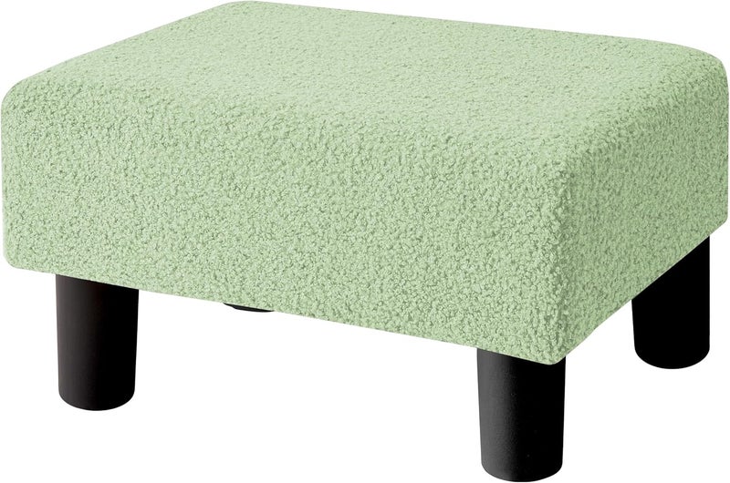 BRIAN & DANY Small Foot Stool Ottoman, Footstool with Legs, Teddy Velvet Foot Rest for Living Room, Bedroom and Office, Green - Image 1